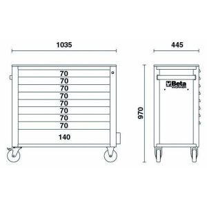 Werkzeugwagen 9 Schubladen Anti-Kipp-System breite...