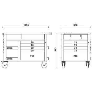 RSC28 Werkzeugwagen Supertank-Arbeitsplatte-10 Schubladen