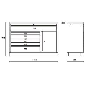 Beta C45PROM7A/W Festes Modul mit 7 Schubladen für...